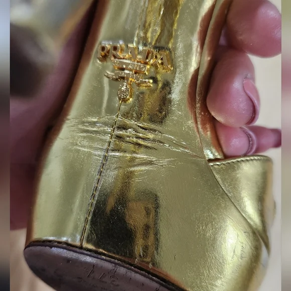 Prada Gold Heels Size 38 - Picture 5 of 11